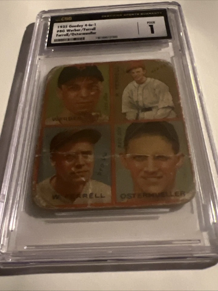 Goudey 1935 4 en 1 Rick & Wes Ferrell Billy Werber Ostermueller Salón de la fama Clasificado CSG 1 Foto 2 de 4