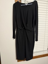 Nine West Black Long-Sleeve Twist Front Midi Dress size XL