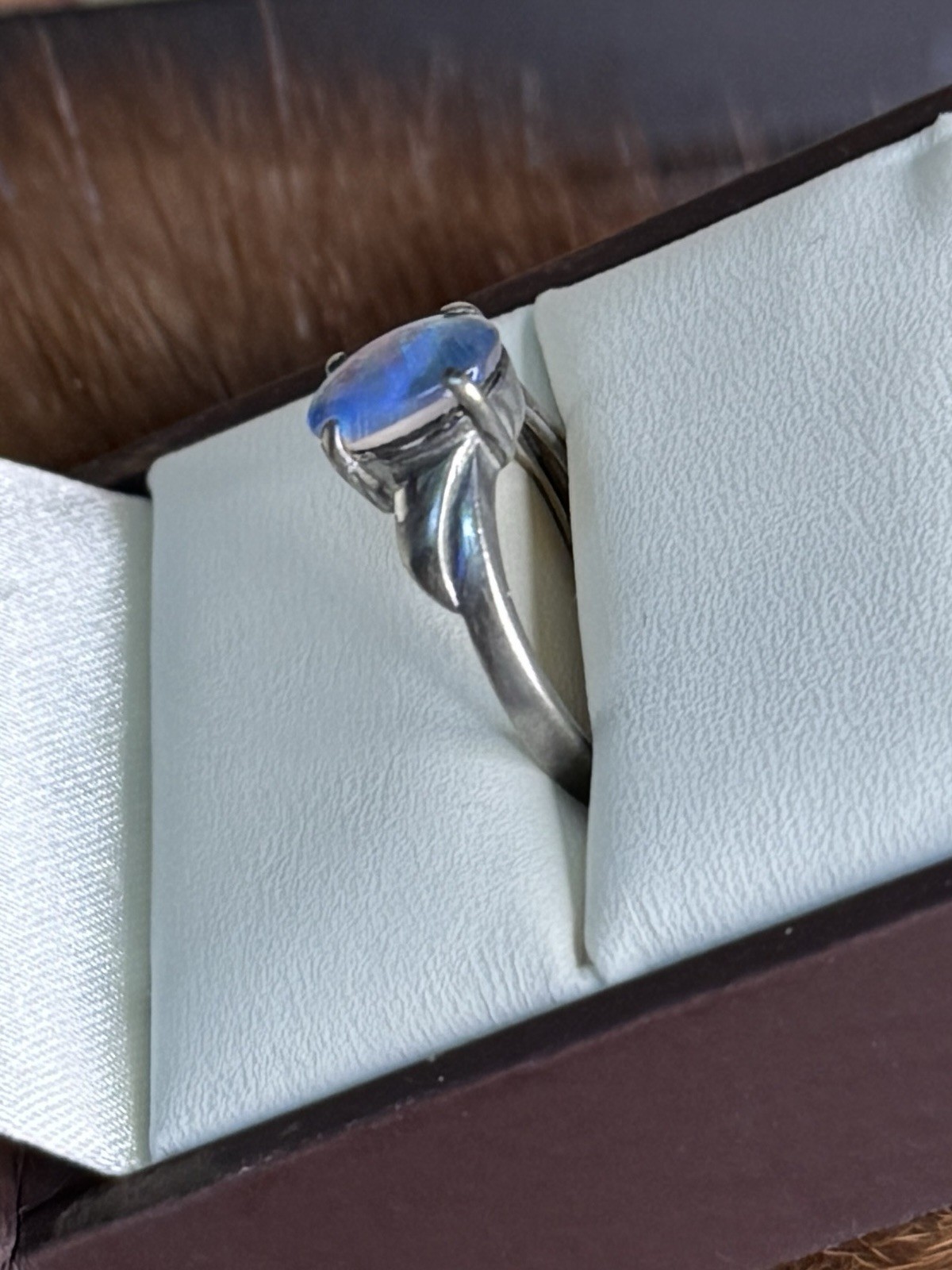 Sterling Silver Lab Opal Solitaire Ring Oval Fire… - image 4