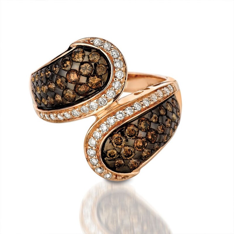 LeVian 14K Rose Gold Cocktail Ring for Her with 1.29 Carat Brown Diamond Size 6