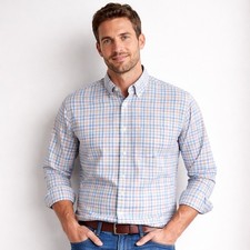 Peter Millar Men s Medium Button Down Shirt Plaid Blue Pink Cotton Classic Fit