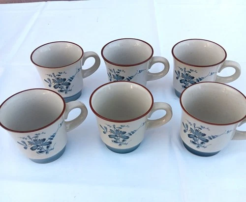 Noritake Stoneware "Pleasure" Set of 7 Coffee Tea Cups / Mugs