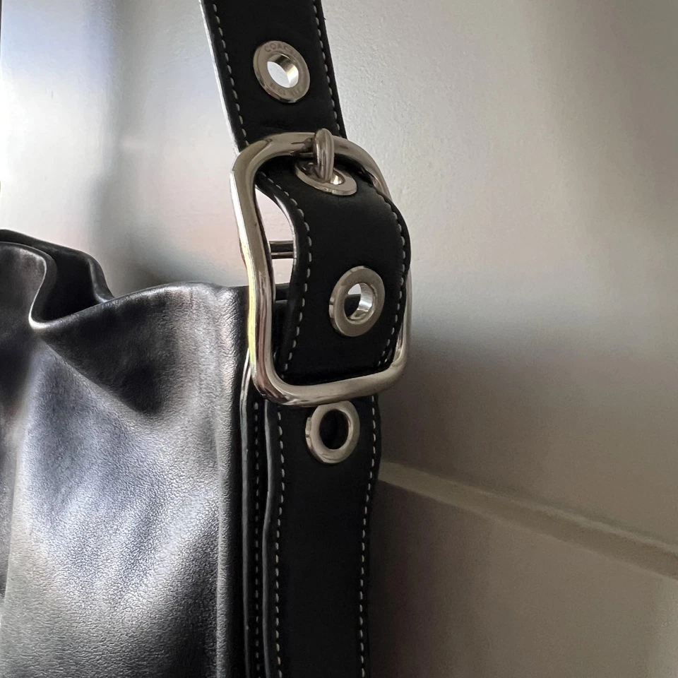 Bolso de Hombro Coach Hobo Mujer Cuero Negro Borla Ojal Correa Clásico 1415 Foto 4 de 4