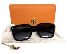 Tory Burch Sunglasses TY 7166U 1326/8G Polished Black Gold Logo with Case
