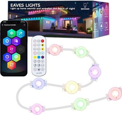 RGB Color Changing Outdoor Lights, 50Ft Waterproof Smart Eaves Decor
