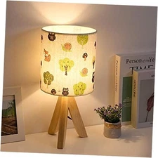  Tripod Table Lamp - Kids Nightstand Lamp with Fabric Cartoon Lampshade Tree