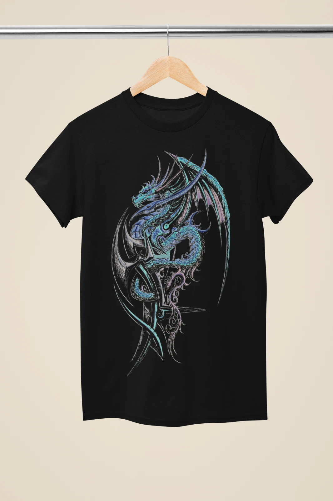 Fantasy Neon Dragon Tattoo Inspired Black T-Shirt
Opens in a new window or tab