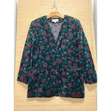 Contessa Visconte Vintage 90s Velvet Floral Blazer Jacket Multicolor Womens 12