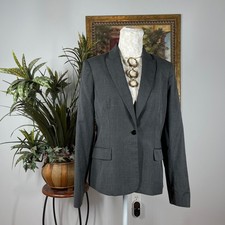 Calvin Klein Blazer Women 8 Gray Plaid Single Button Professional Career Jacket