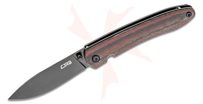 CJRB Cutlery Ria Folding Knife Black Blade, Red/Black Layered Micarta Handles