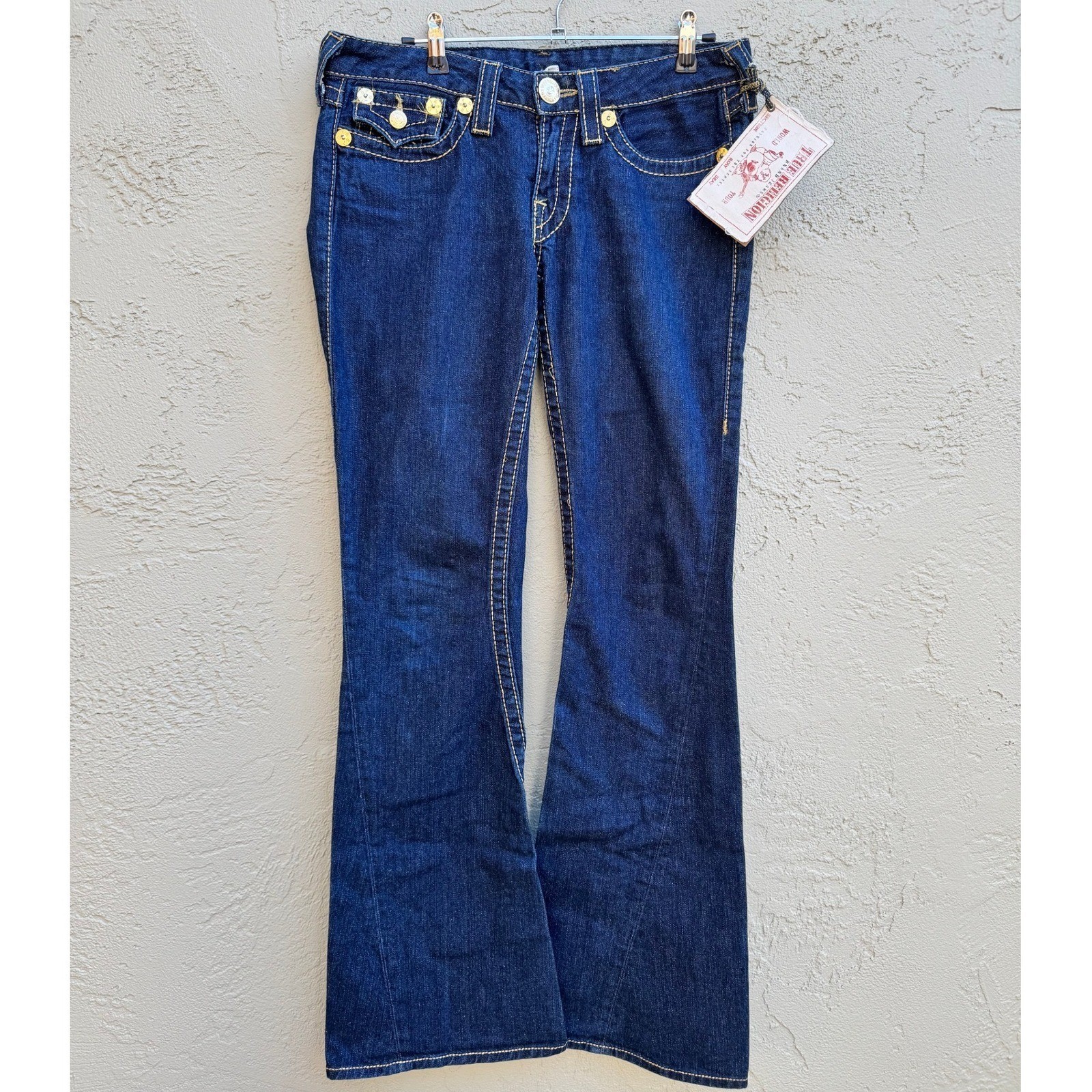 True Religion Womens New Studded Bootcut Dark Wash Denim Jeans Luxury Y2k