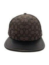 Coach Cap L Cotton Gry Men S Ch408 Signature Flat Leather Brim Baseball Ca Fi214