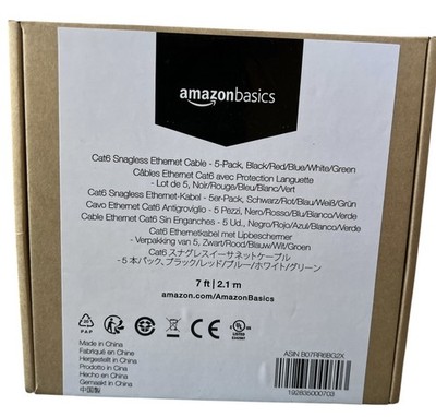 Cat6 UTP Ethernet Cables, 5 Packs 