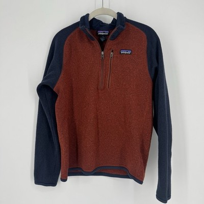 patagonia sweatshirt jacket mens small S better sweater 1/4 zip orange navy