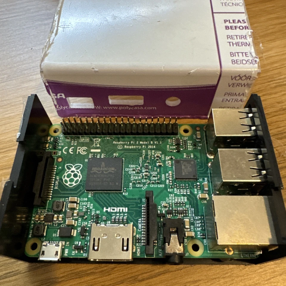 Raspberry Pi 2 Model B Quad Core with PolyCasa case In Graphite Black - Image 2 of 4