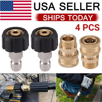 #ad 4PCS Pressure Washer Adapter Set Quick Disconnect M22 Swivel to 3 8#x27;#x27; Connect $15.13