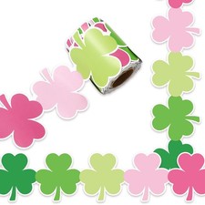 32.8Ft St. Patrick's Day Bulletin Board Border Pink Green Shamrock Shape Die C
