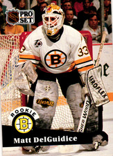 Matt DelGuidice Boston Bruins 1991 Pro Set Rookie Card #521. rookie card picture