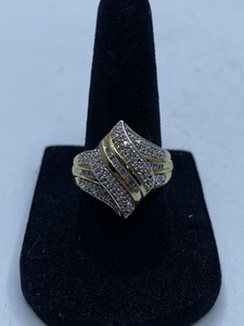 Gold Over Sterling Silver Diamond Cocktail Ring 5.2g