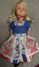 Vintage Celluloid 7 Tall Blinking-Eyed Dutch Doll in Traditional Dress