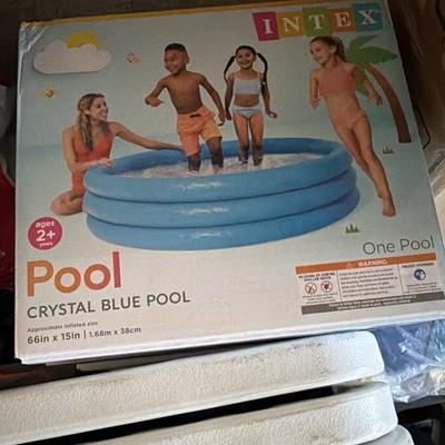 Intex Crystal Blue Inflatable Pool 66in Dia x 15in H Round Blue 3-Ring