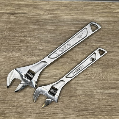 #ad Lot of 2 Husky 10 amp; 8 Inch Chrome Steel Silver Finish Adjustable Wrenches $19.99