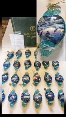 Bradford Exchange Above & Below Tropical Dolphin Whale Hawaiian Ornament Set 24