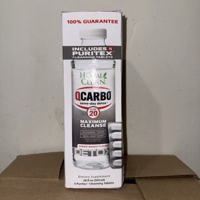 Herbal Clean QCarbo Clear 20 Detox - straw-mango - 20oz Sealed