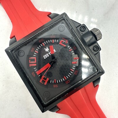 Cracked Zoo York Men's Watch, Black & Red, Red Strap, ZY1263-S60