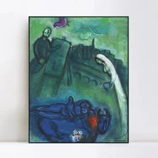 Framed Canvas Giclee Print Art Presence by Marc Chagall Wall Art 24"x32" 