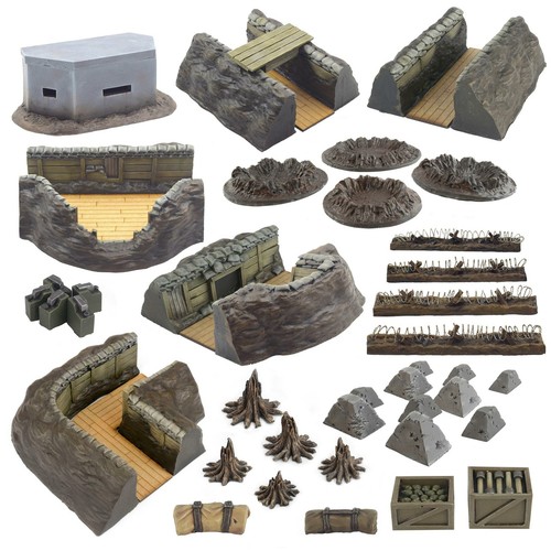 Set De Tranchées Et Positions De Tir 28mm WWG - Décors Tabletop Guerre Des Tranchées, Résine Non Peinte