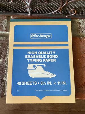 Office Manager High Quality Erasable Bond Typing Paper 40 Sheets 8.5'' x 11''