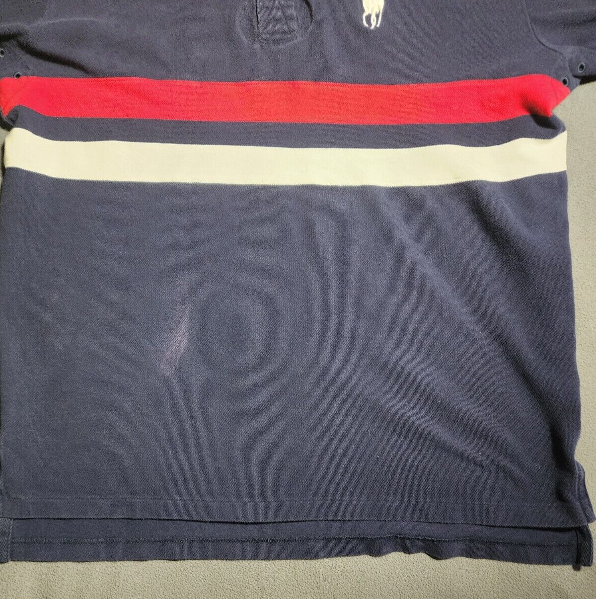 Polo By Ralph Lauren camicia grande blu manica corta quarto bottoni grande pony