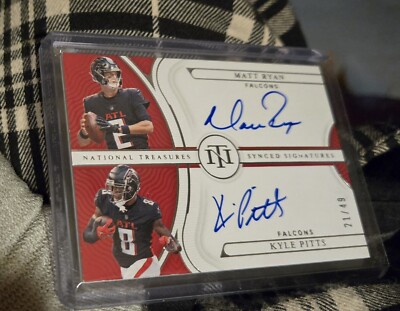 2022 National Treasures Matt Ryan * Kyle Pitts dual on card autographs 21/49 
