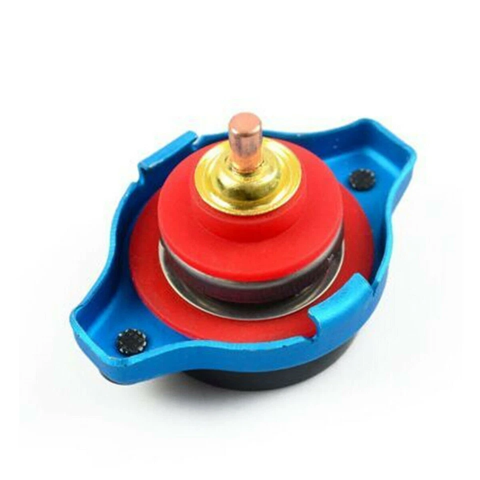 1.3 Bar Thermo Thermostatic Radiator Cap Water Temp Meter Aluminum Blue For Car Foto 2 de 4
