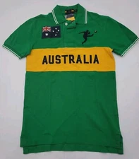 Ralph Lauren Australia Rugby Green Embroidered Patches Polo Shirt Sz Small/S