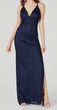 $90 Emerald Sundae Women's Juniors' Blue Glitter Lace A-Line Dress Size 2XS