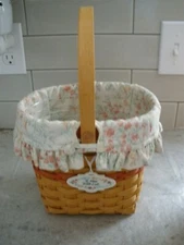 2000 LONGABERGER MOTHERS DAY BASKET Liner, Protector, Tie-On EUC (LB2)