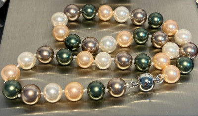 Muschelkernperlen Collier Kette multi Länge 50 cm ! Magnet ! Perlen 12 mm 121
