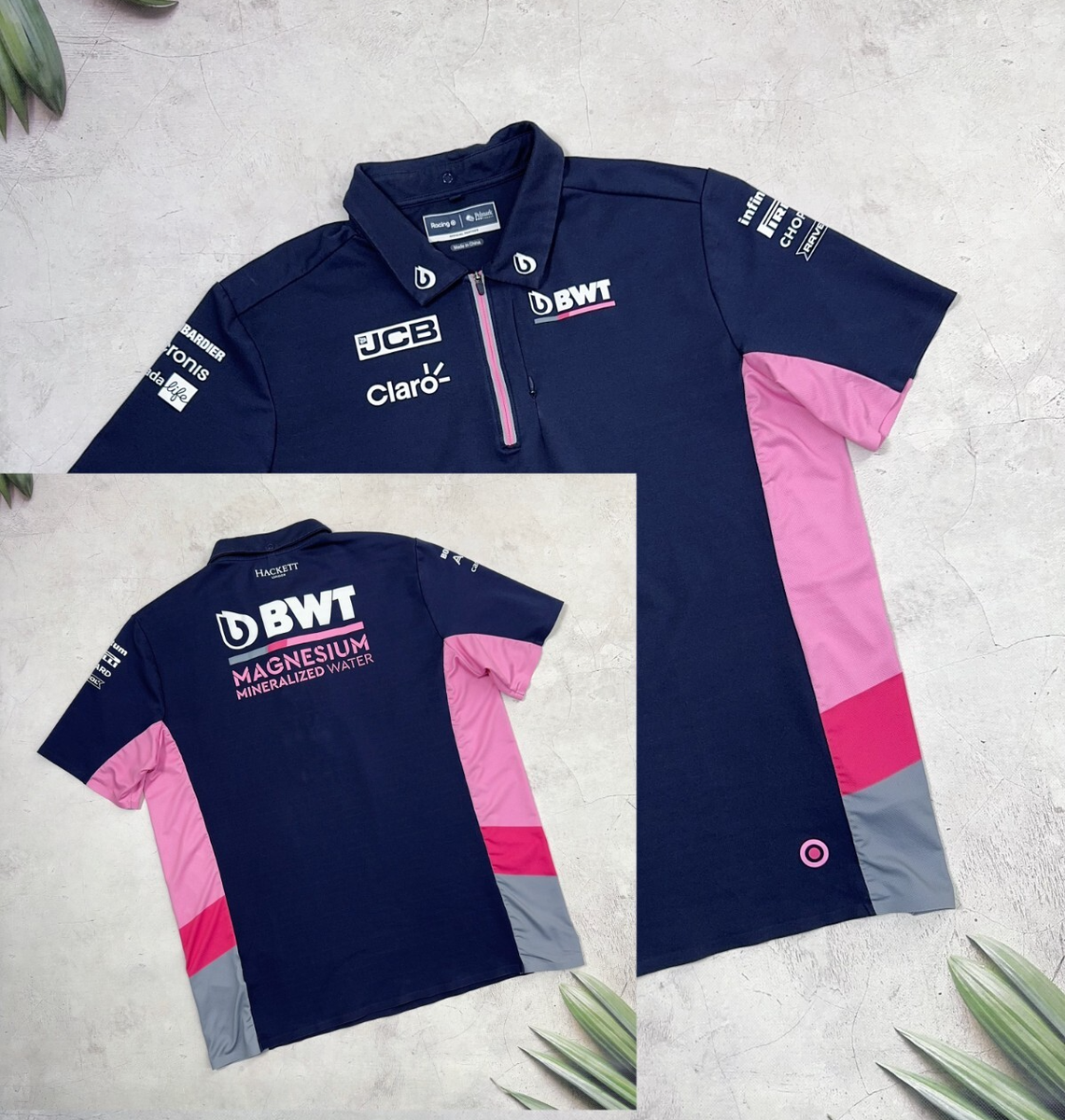 Racing Point Force India F1 Team Polo T-Shirt 1/4 Zip BWT Hacket London  size XL