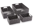 NEW Gray Woven Nylon Strap Storage Bins 4 Pc Set Organization Baskets w/ handles