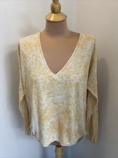 Label + Thread L+t Women?s Yellow Tie Dye Pullover Sweater Size Small V Neck