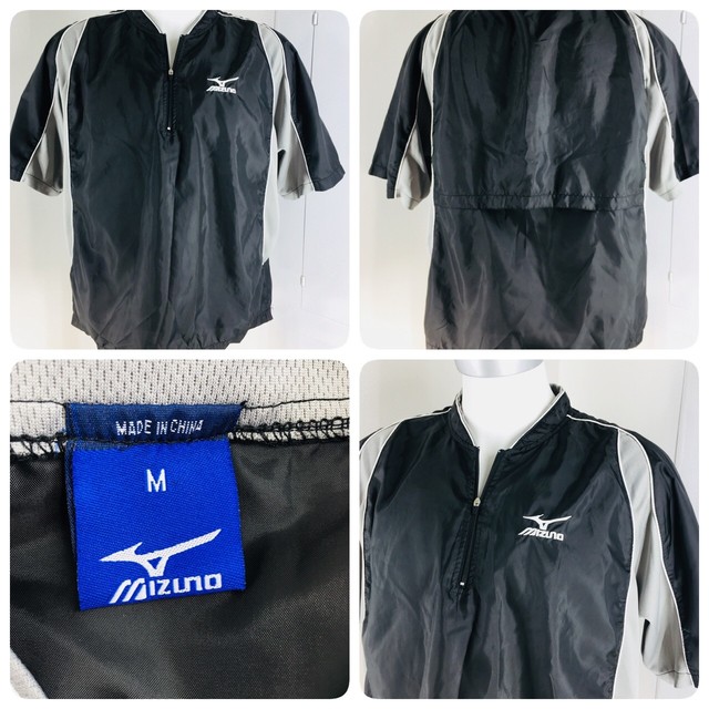 Mizuno Sz M Baseball Golf Short Sleeve Black 1/4 Zip Pullover Jacket Windbreaker | eBay