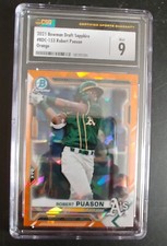 Robert Puason 2021 Bowman Draft Sapphire Orange 5/25 CSG 9 Athletics