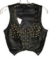Og Yes Faux Leather Vest Studded Size Medium Juniors Zipper Front Nwt