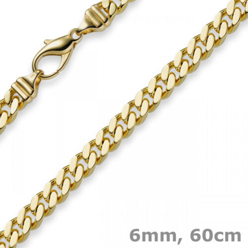 6mm tank chain chain necklace made of 750 gold yellow gold, gold chain, 60cm, men's - Picture 1 of 4