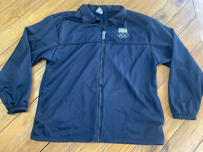 US OLYMPIC COMMITTEE Full Zip Warm-Up Track Jacket SIZE XL Embroidered USA