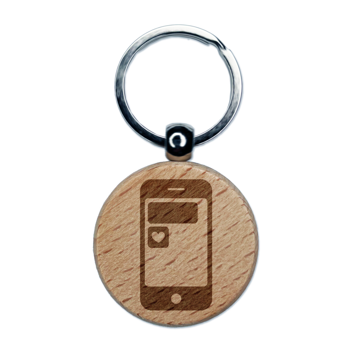 Engraved Wood Keychain with Heart Text Message for Mobile Tablet Phone  