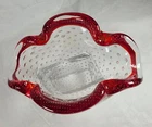 Vintage MCM Murano Style Art Glass Controlled Bubbles-Ashtray Bowl Dish Retro