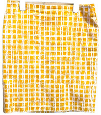Talbots Petites 12P Yellow White Plaid Pencil Skirt Cotton Lined